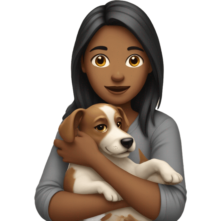 Girl holding dog emoji