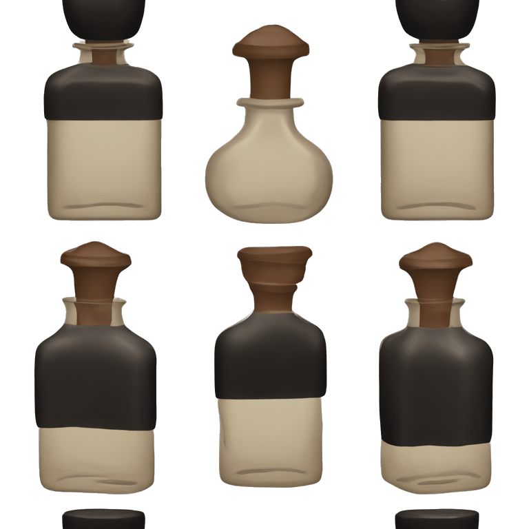 English vintage glass perfume bottle, old and shabby, stylish and minimalistic, black and brown emoji