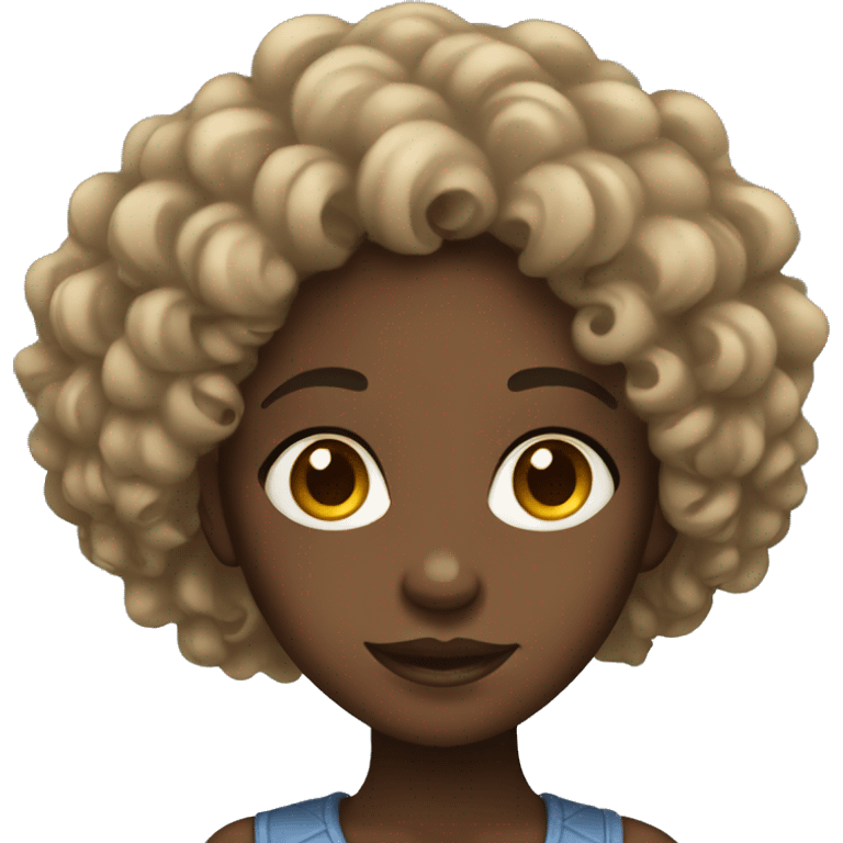 black girl with curly hair emoji