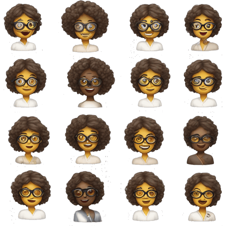 dame cheveux bouclés et lunettes et applaudit emoji