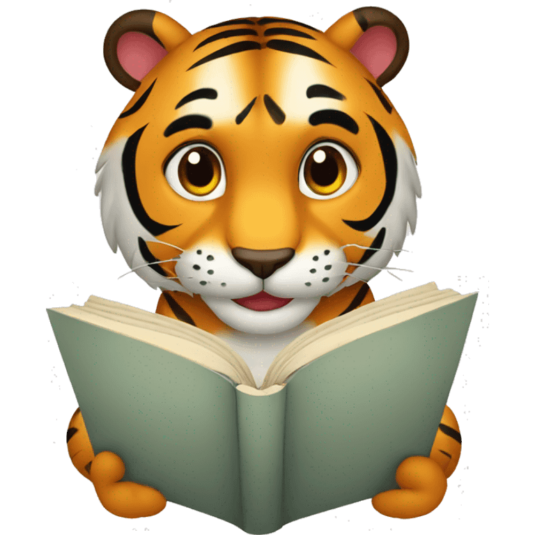 Tiger reading book emoji