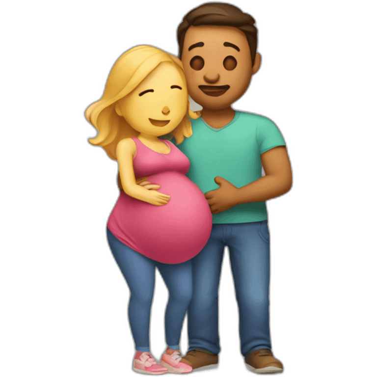 Man hugging pregnant woman emoji