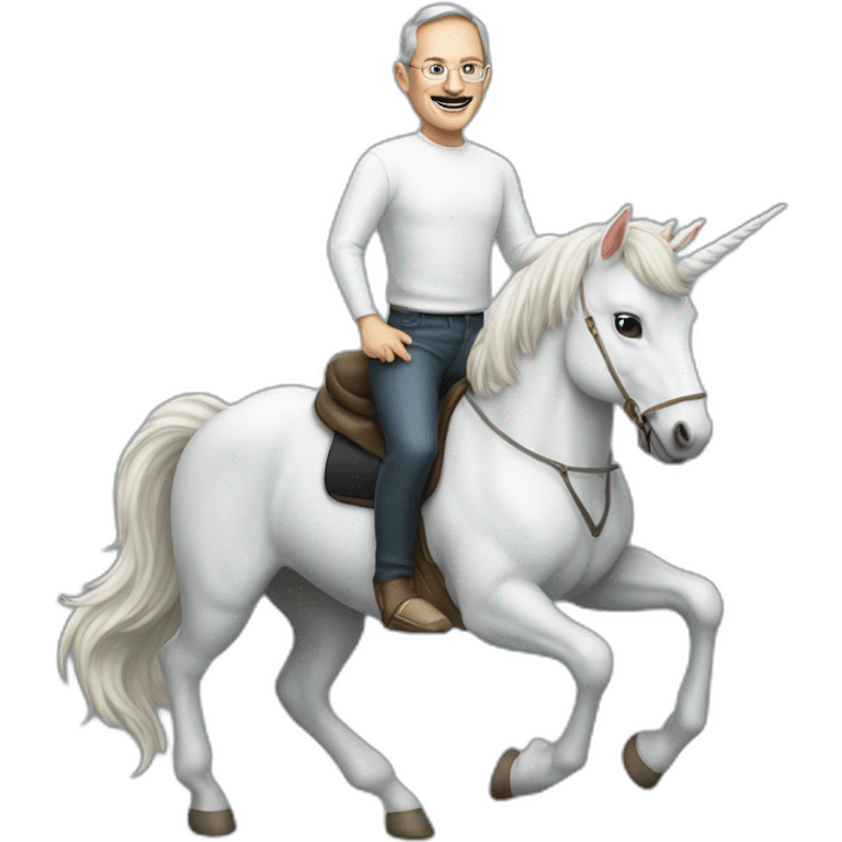 Gary keller riding a unicorn dressed like Steve jobs emoji