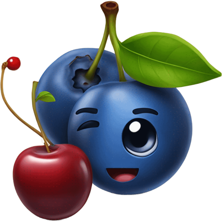 a blueberry next to a cherry emoji