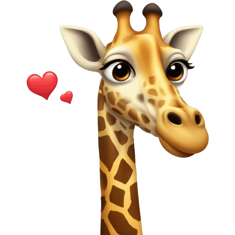 Love-struck giraffe blowing a kiss with heart-shaped in eyes. emoji