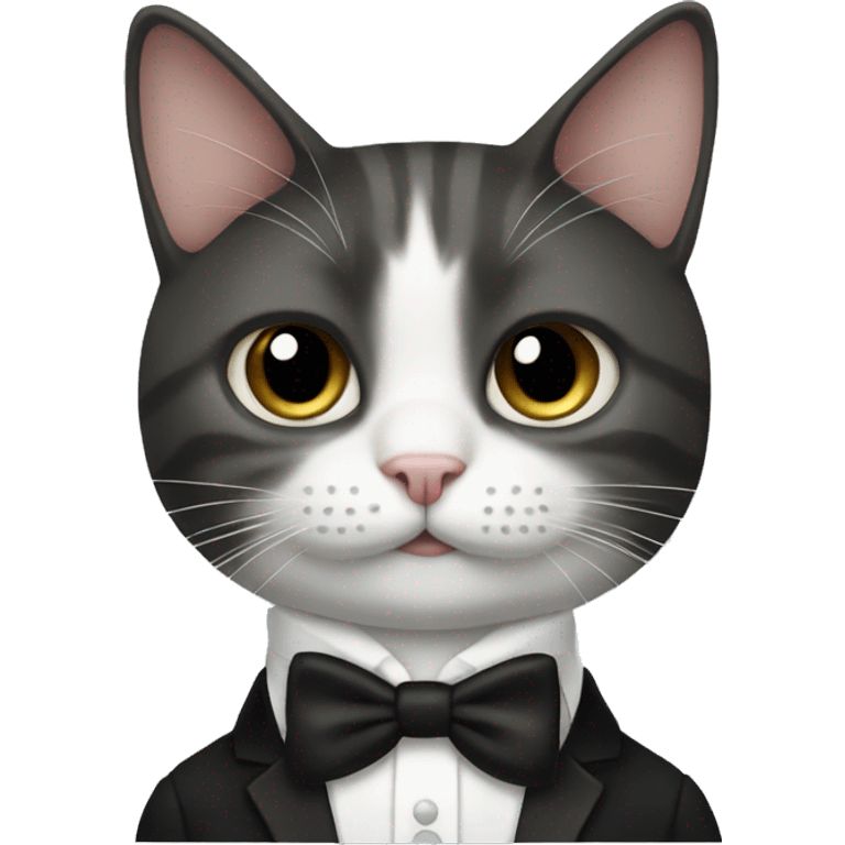 Cat wearing tux with a bow emoji