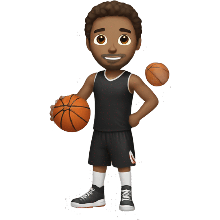 brunette guy with a basketball emoji