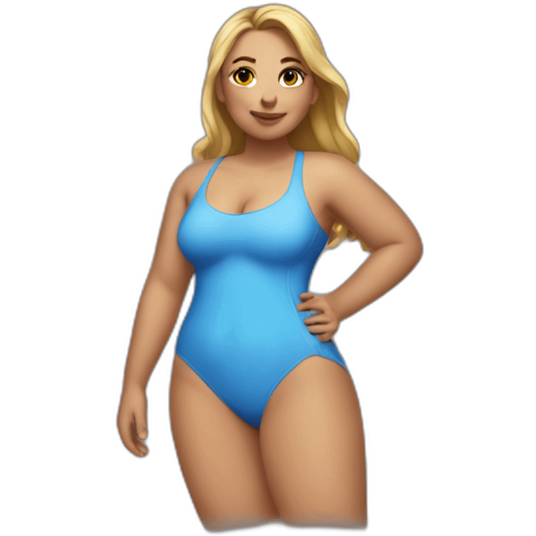 Slim-Thicc caucasian woman swimsuit posing emoji