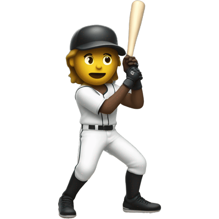 Baseball player with a guitar as bat emoji