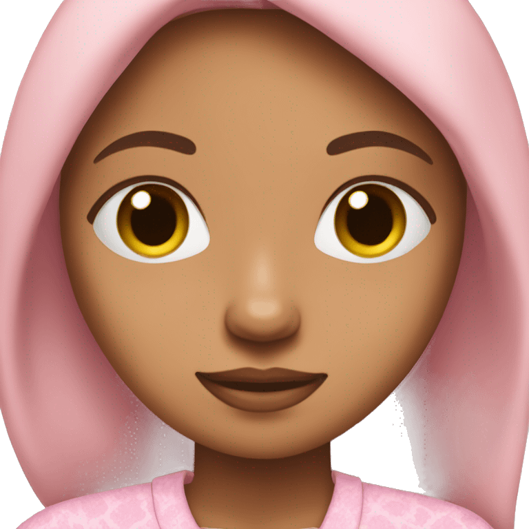 Lightskin female with brown straight hair wearing pink fluffy pyjamas emoji