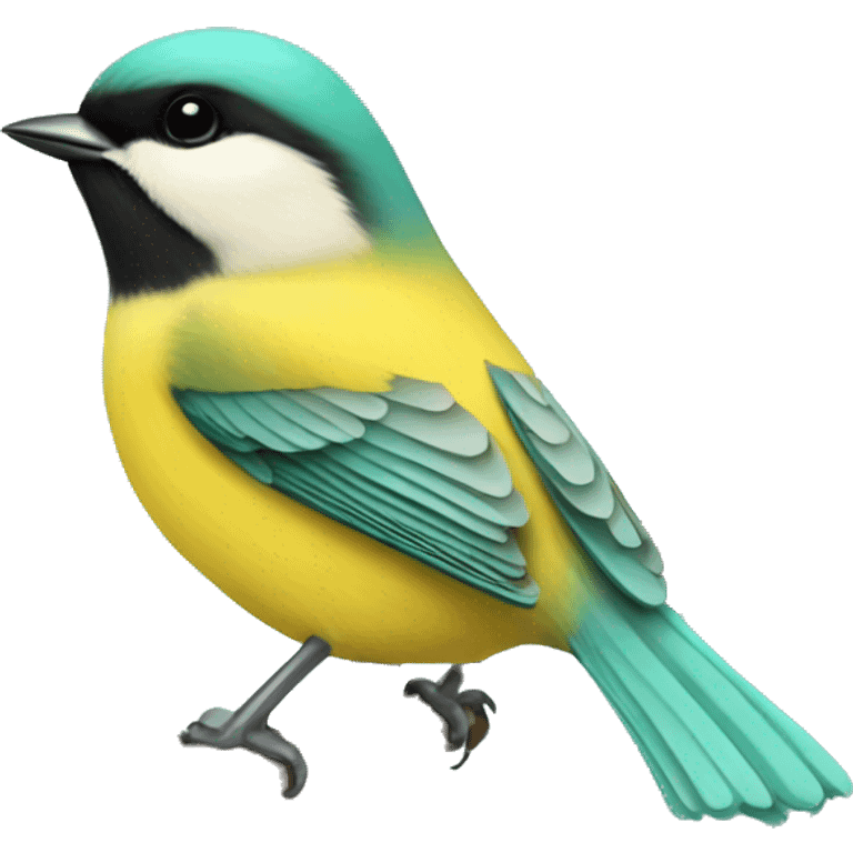 Yellow turquoise chickadee bird emoji