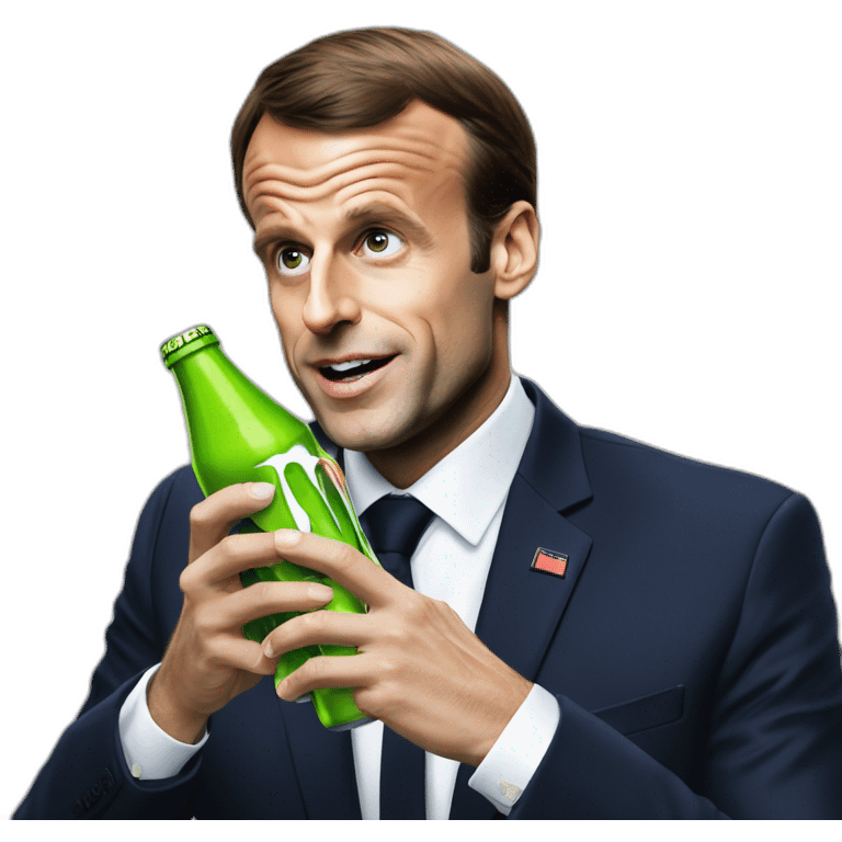 Emmanuel Macron drinking monster energy drink emoji