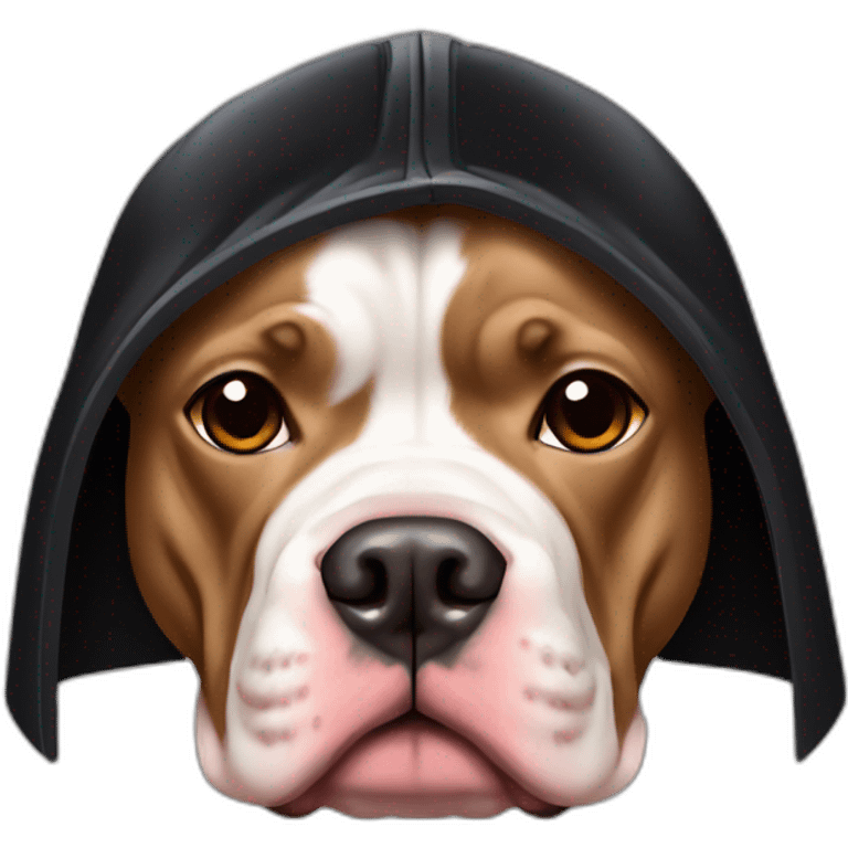 Tan pitbull wearing a Darth vader costume emoji