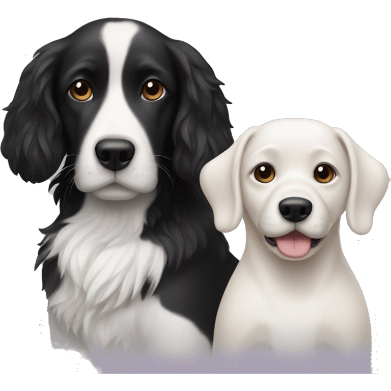 Two dogs one Black and one white dog  emoji