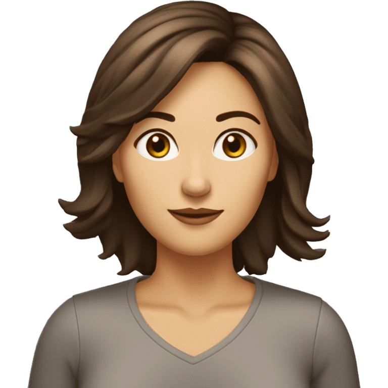 Femme 50 ans brune cheveux mi-Long yeux marron noirs emoji