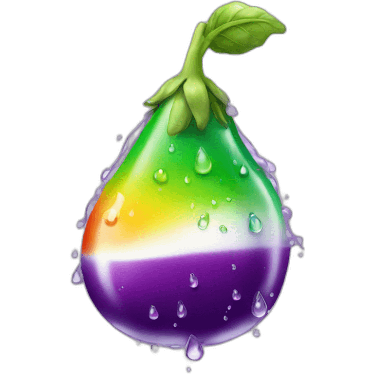 eggplant water drops and lgbt flag emoji