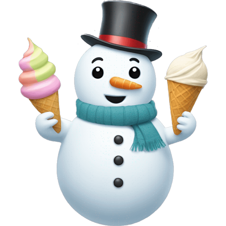 Snowman holding ice cream emoji