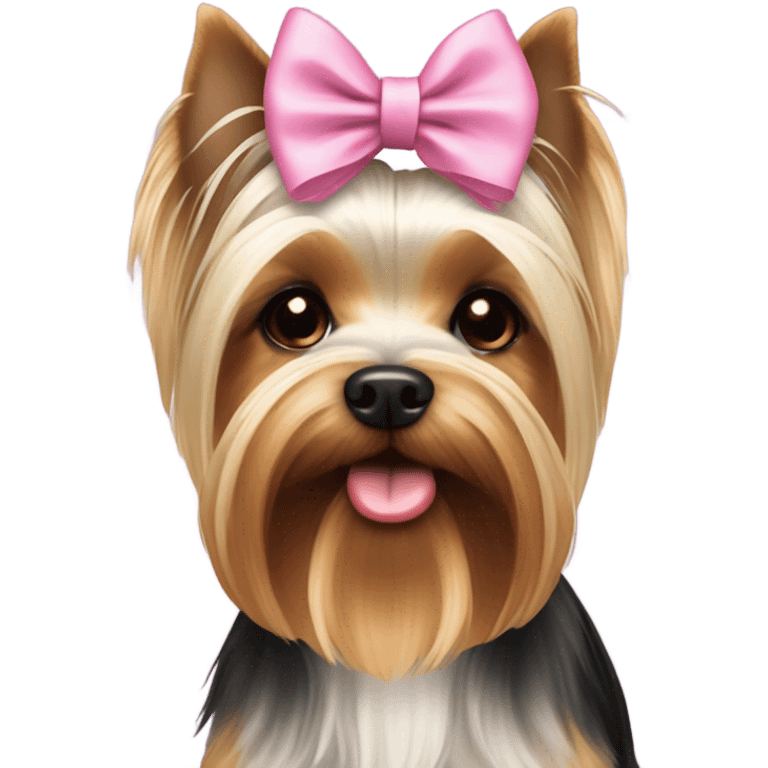 Yorkshire terrier biewer with pink bow emoji