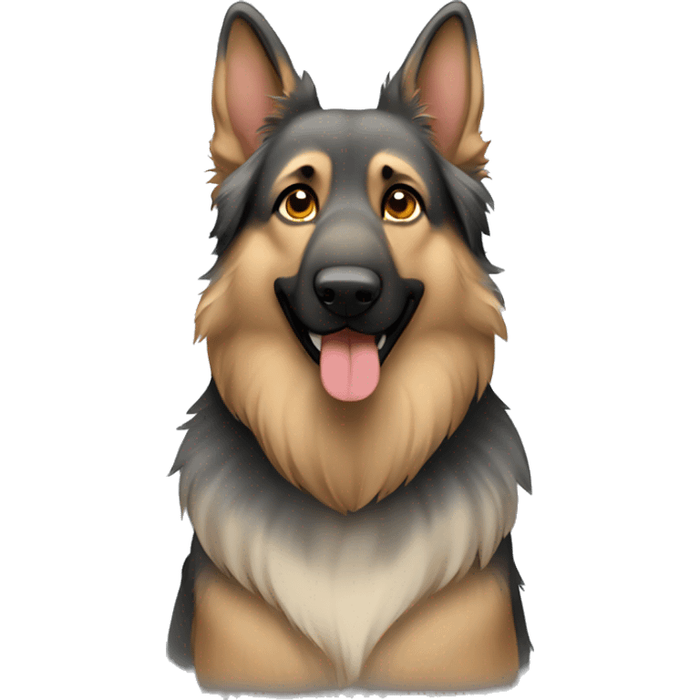 gray and tan long haired german shepherd emoji