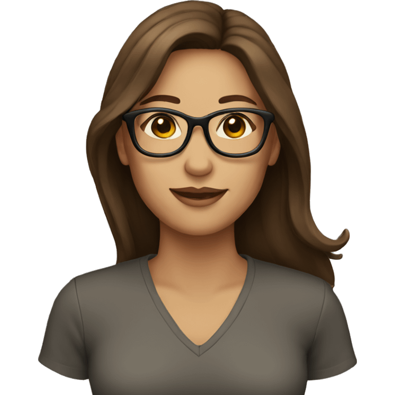 Woman with glasses and long brown hair  emoji