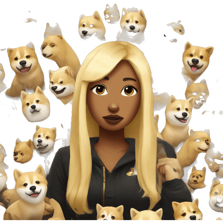 Blondie Rap Girl with Shiba inu emoji