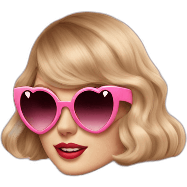 taylor swift wearing pink fur coat and heart shaped sunglasses emoji