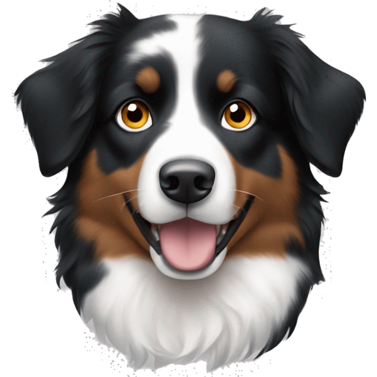 Black and white Australian shepherd with one blue eye and one brown eye with white stripe between eyes emoji