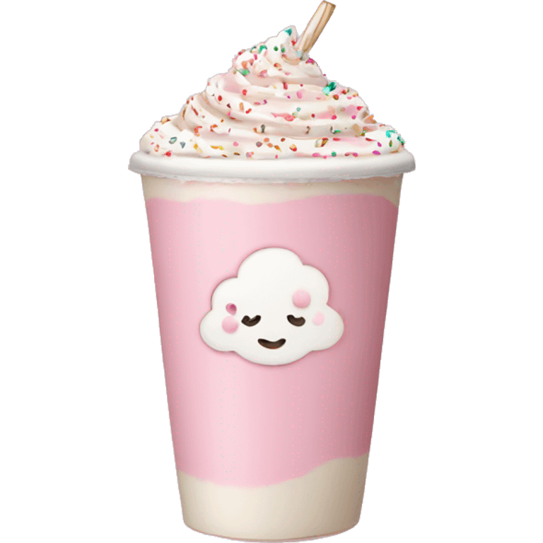 Light pink latte with sprinkles tied with a bow emoji