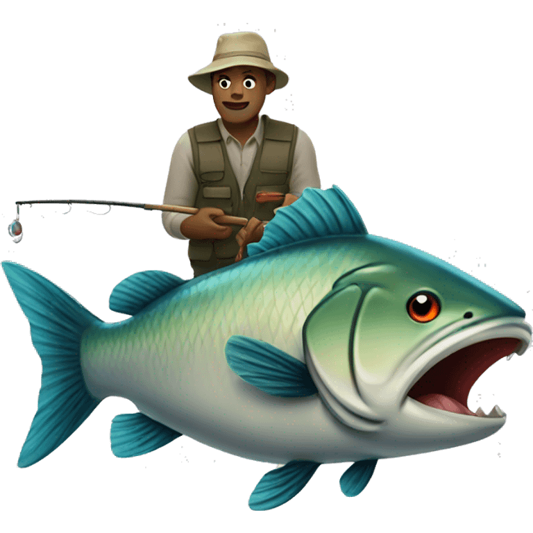 Fishing with giant fish emoji