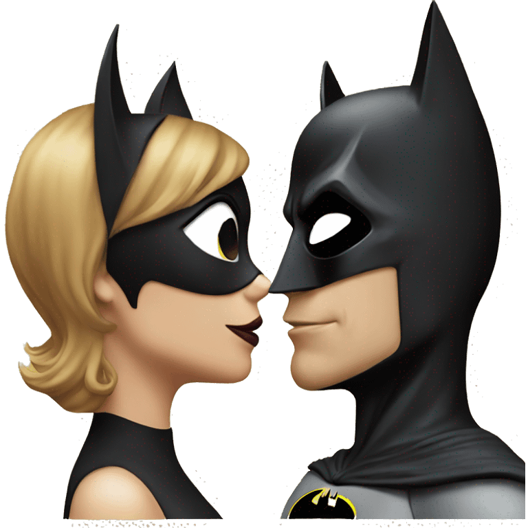 Cat woman and batman kissing emoji