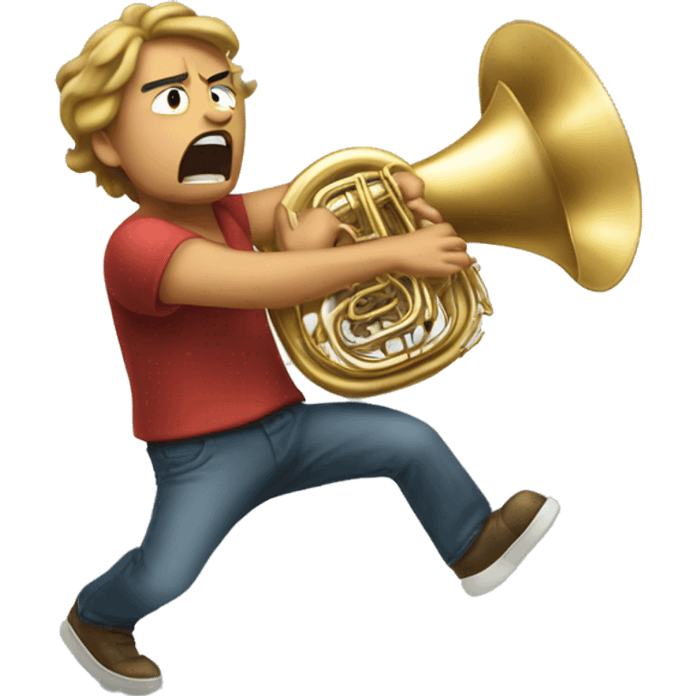 Angry citizen stomping on tuba emoji