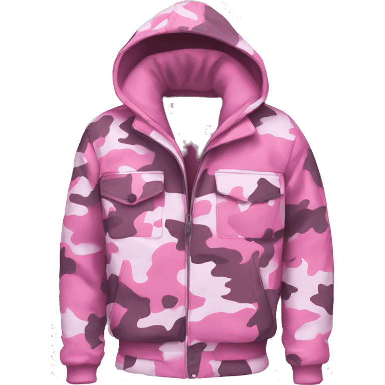 Pink camouflage jacket with hood emoji