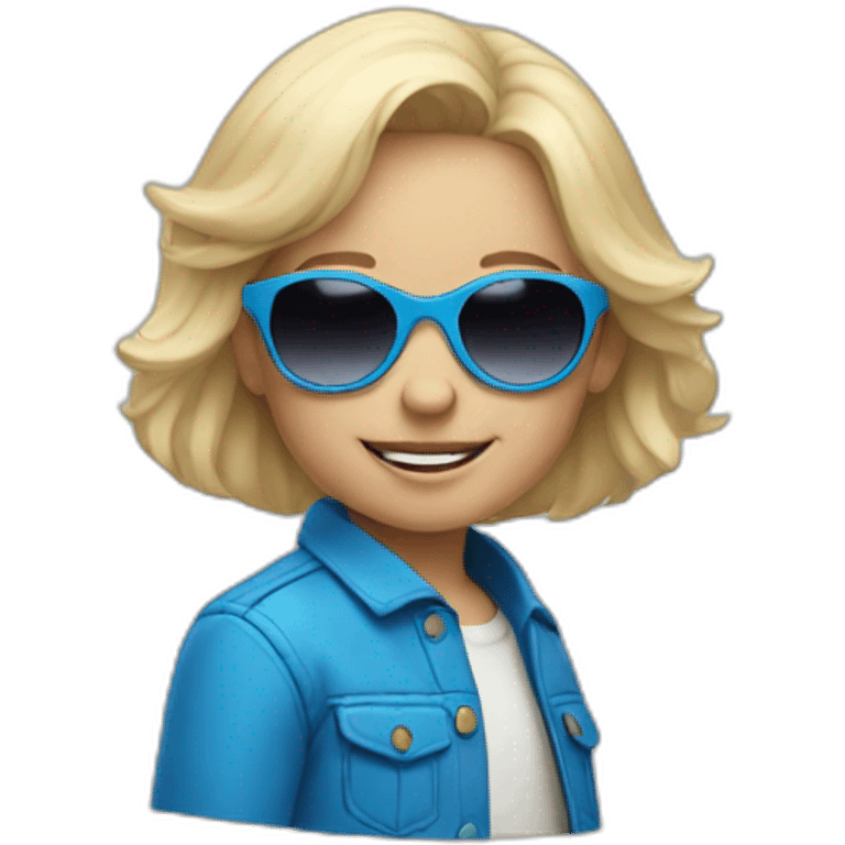 Small light blonde child with blue sunglasses emoji