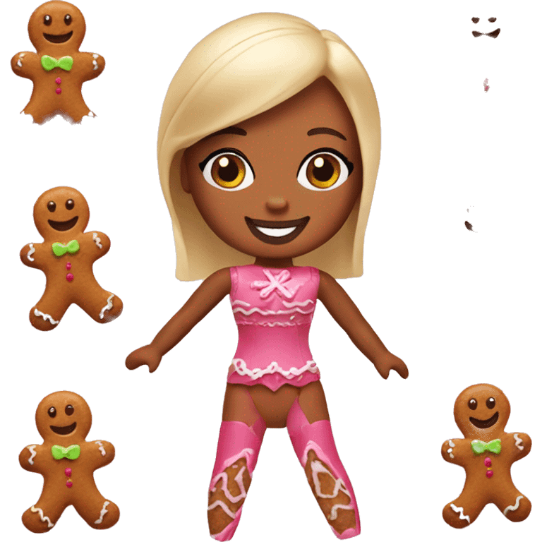 Barbie with gingerbread man emoji