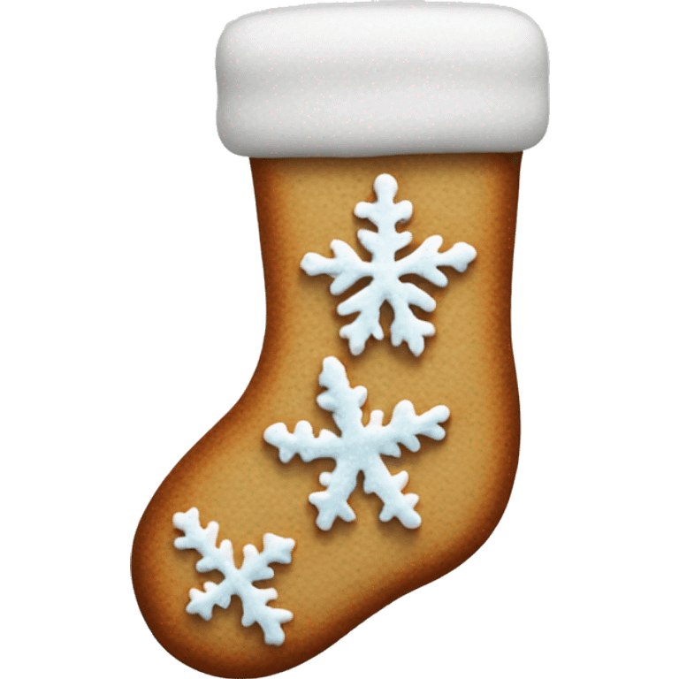 frosted gingerbread cookie shaped like a winter sock emoji