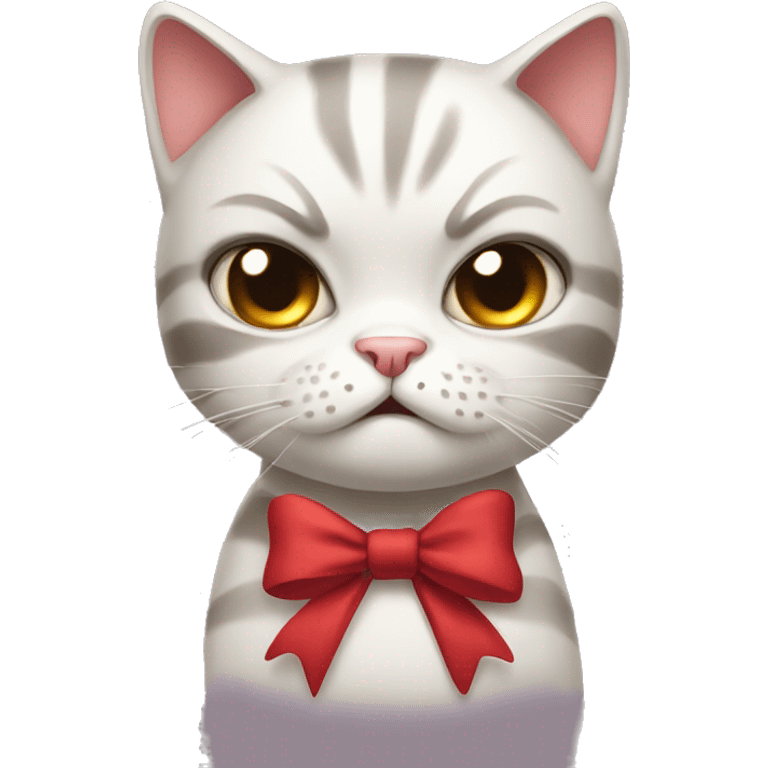 angry girl cat with bow emoji