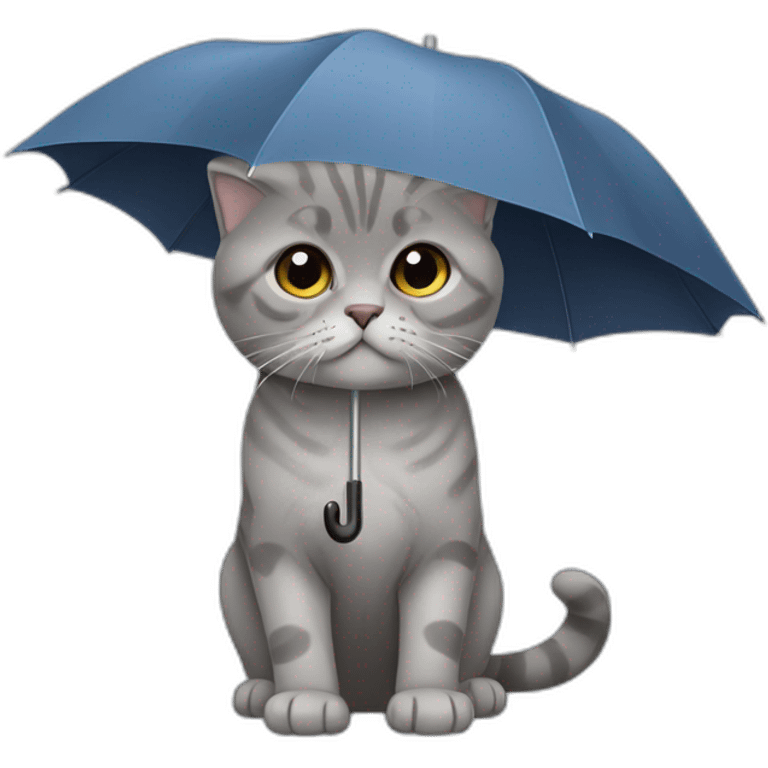 Grey Scottish fold cat with an umbrella  emoji