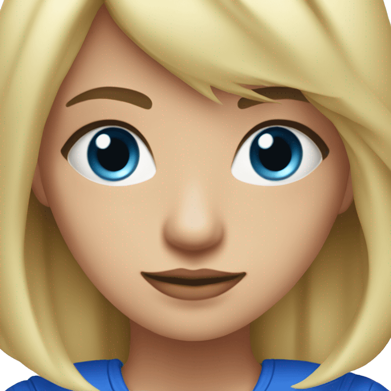 Chica rubia con ojos azules y un top rosa emoji