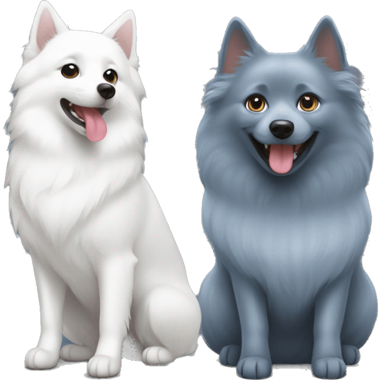 Japanese Spitz and russian blue emoji