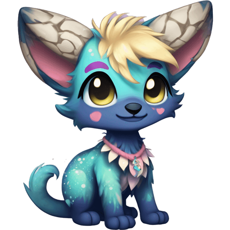 Cool cute Kawaii edgy fantasy animal sparkle fursona Fionbri creature by griffsnuff & LiLaiRa & Falvie full body emoji