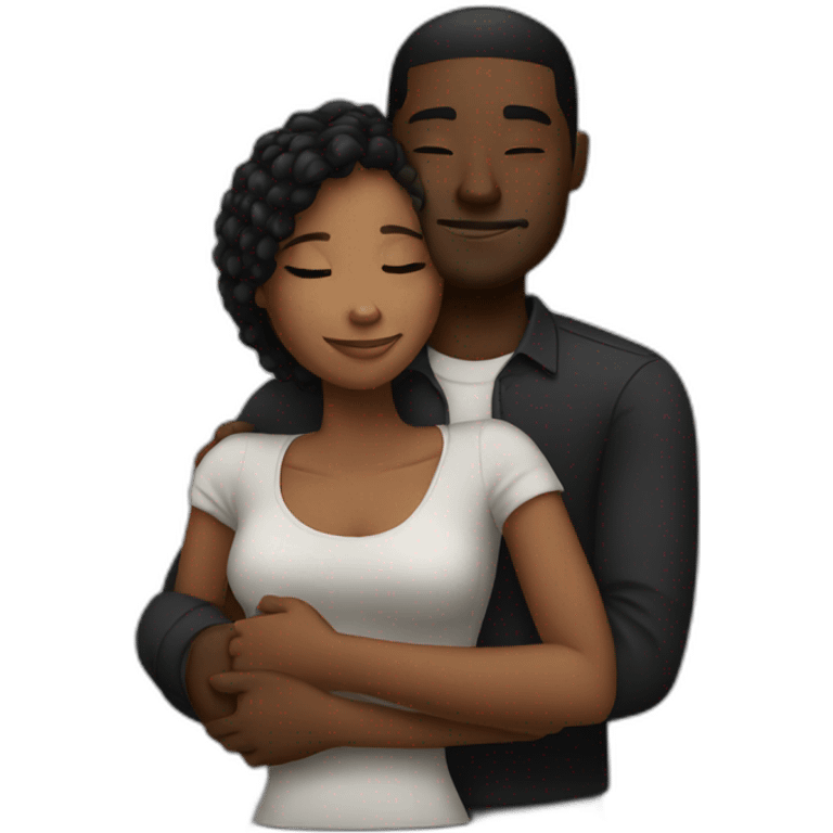 A black couple hugging emoji