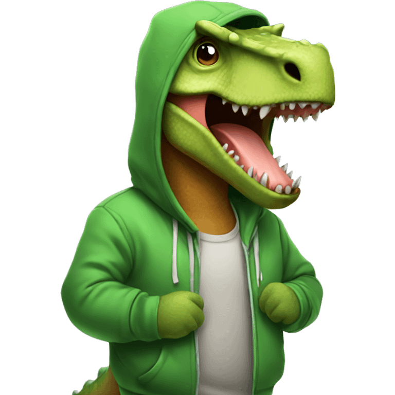 Dinosaur wearing a hoodie emoji