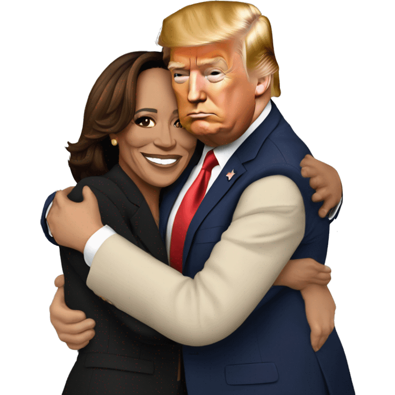 Donald trump hugging  Kamala Harris emoji