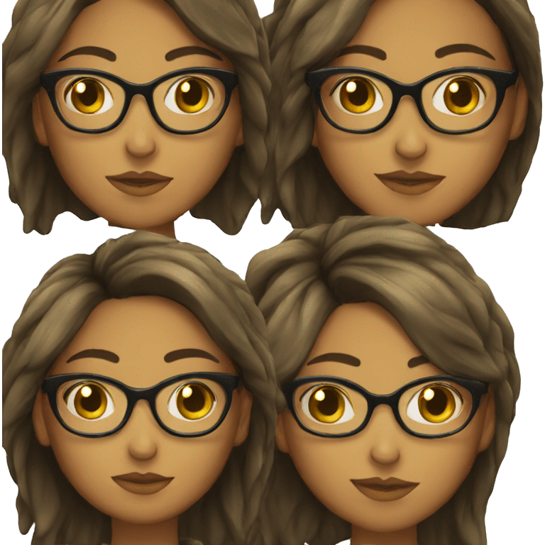 Chica con lentes y cabello largo negro emoji