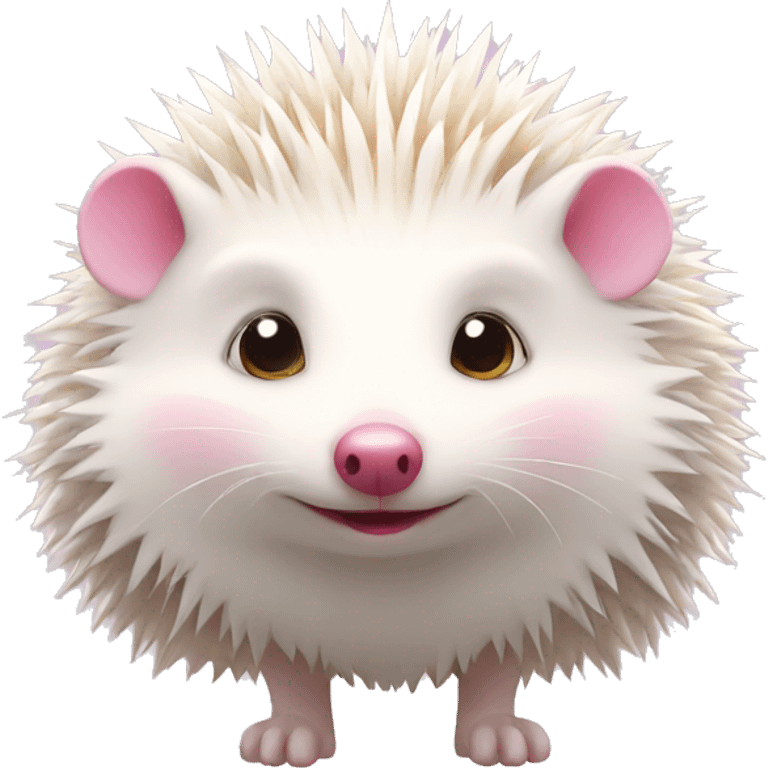 Cute white hedgehog with pink eyes emoji