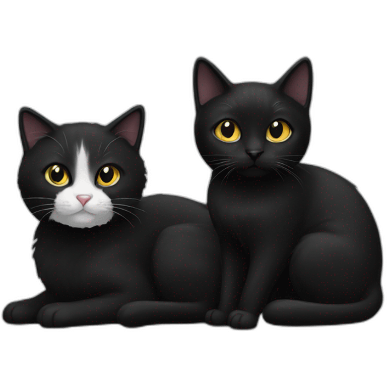 One black cat one black and white cat emoji