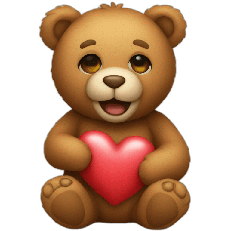 teddy bear holding a heart emoji