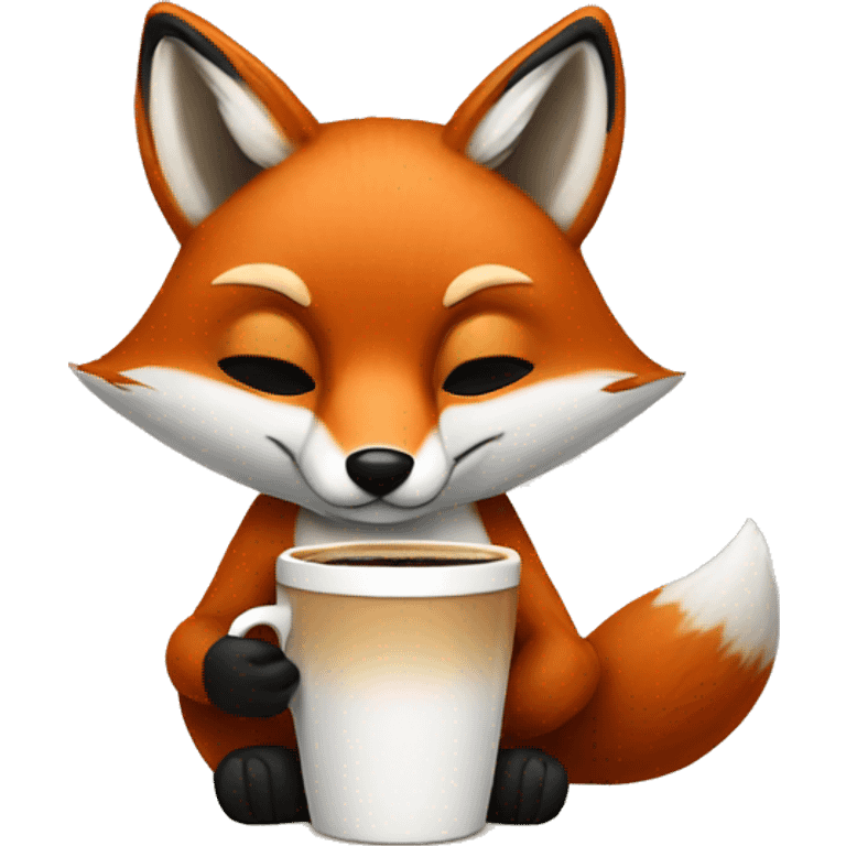 Fox drinking Coffee  emoji