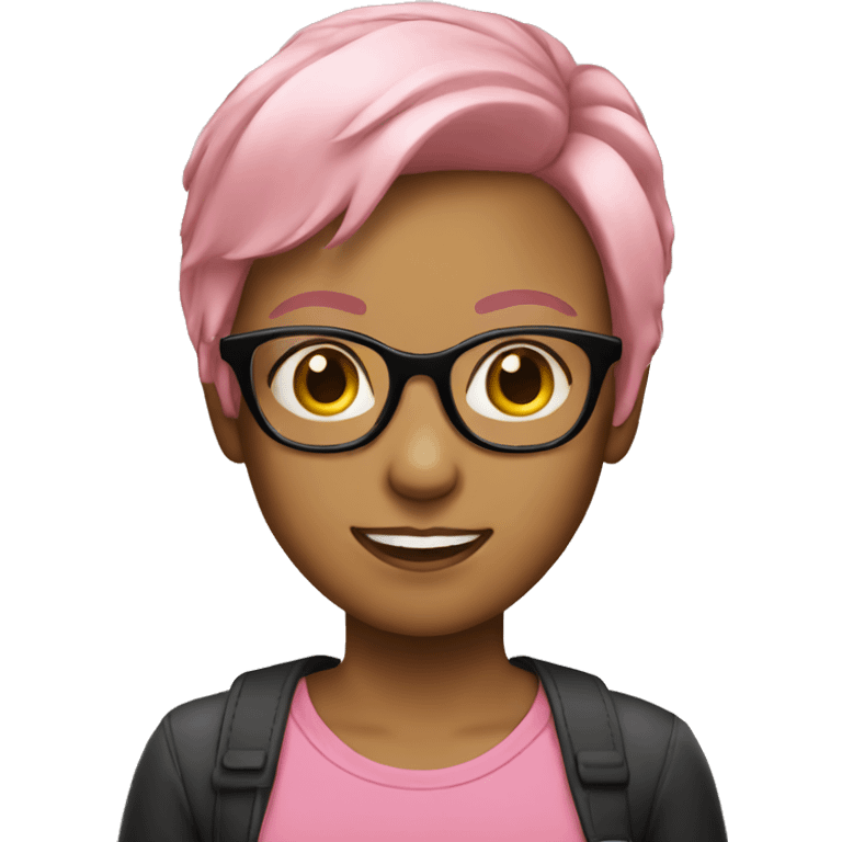 Tan girl pink short hair wearing glasses  emoji