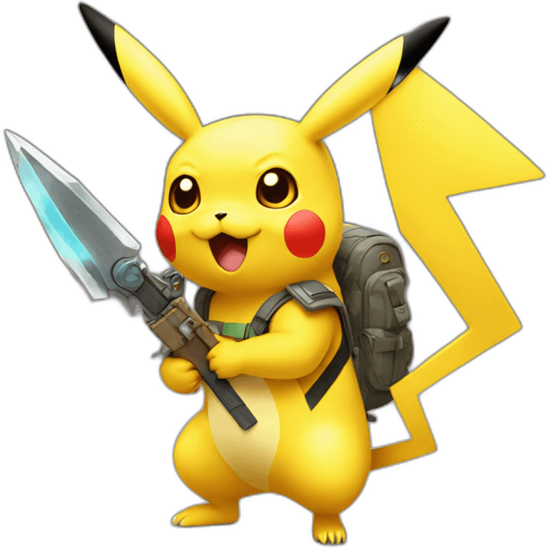 Pikachu with a weapon emoji